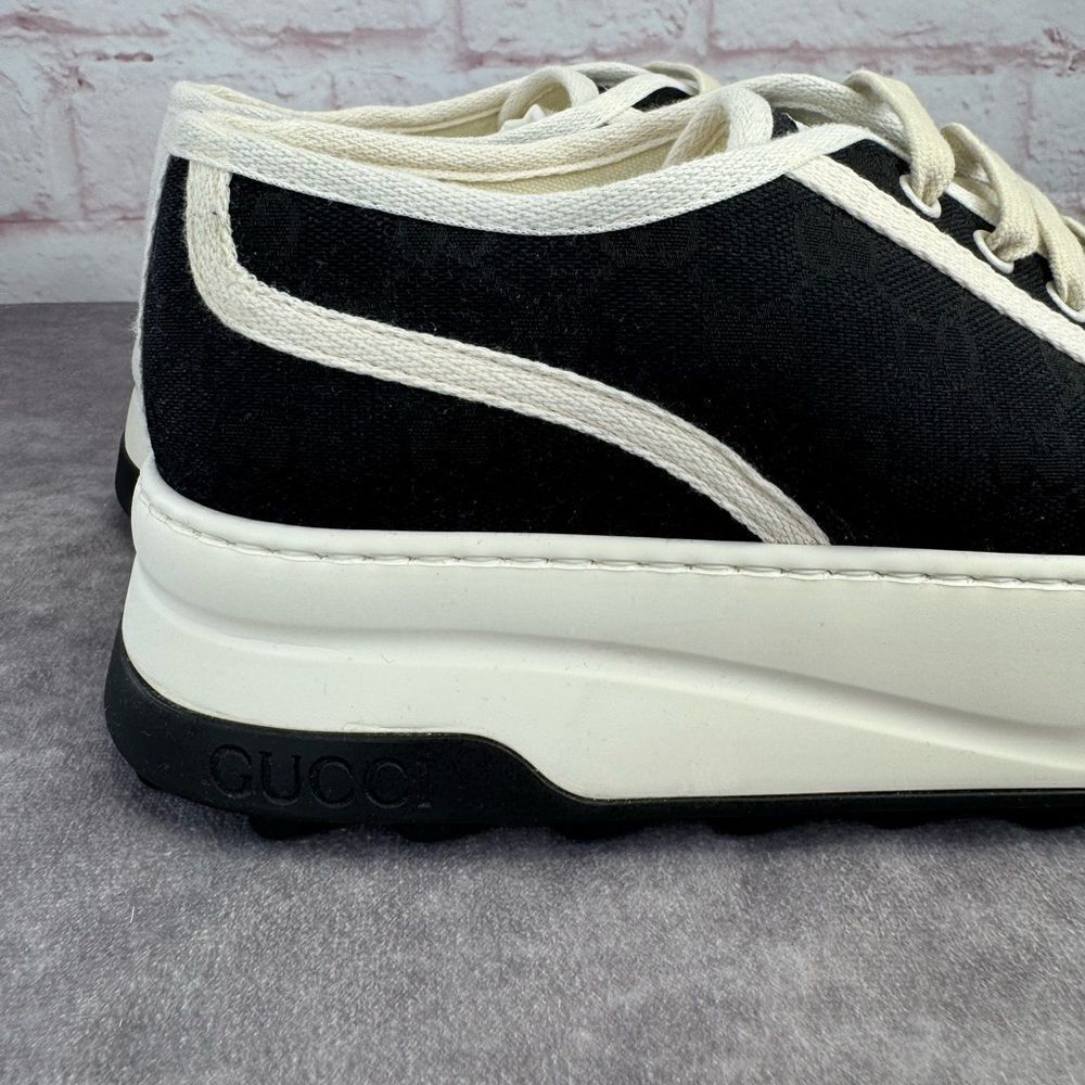 Gucci Mens Gg Black Tennis Treck 1977 Sneakers NIB 39.5 Mystic White - Picture 3 of 14